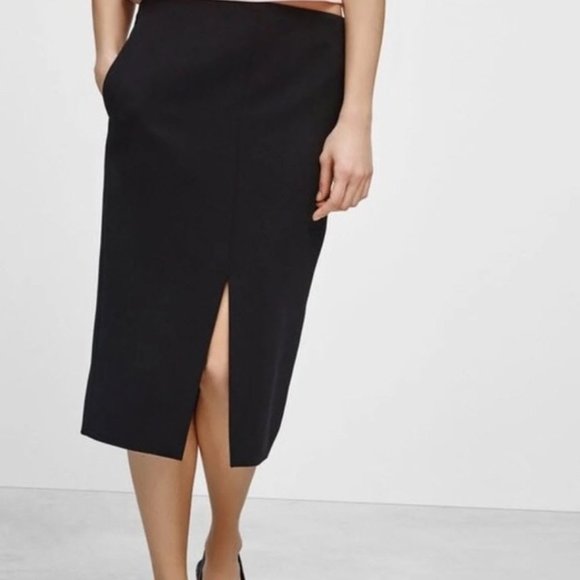 Aritzia Jax Black Slit Pencil Skirt 10 - Picture 2 of 11